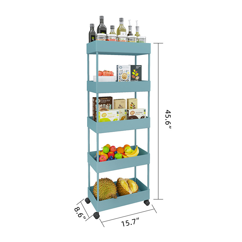 Slide Out Storage Tower Mobile Shelf Slim Rolling Laundry Utility Kitchen Bathroom Cart Organizer Trolley