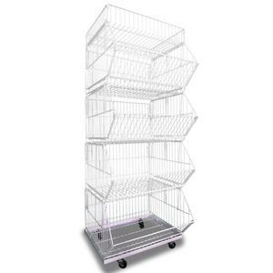 Single Side Wire Mesh Hanging Basket Supermarket Display Gondola Shelf/basket storage wire shelving white supermarket shelves