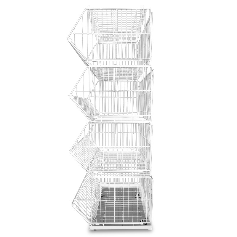 Supermarket Mental Display  Wire Mesh Basket rack shelves with Divider