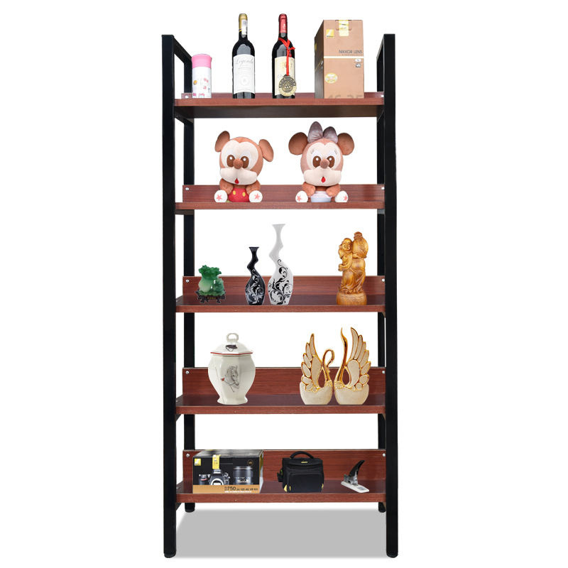 Wooden Bookcase Cabinet Book Shelf  with Metal Frames 5-Shelf Rack Industrial Storage Shelf display Racks