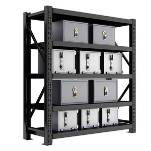 Black 4-Shelf Steel Industrial Storage Shelf Stacking Boltless Rack Adjustable Shelving for Workshop Garage Warehouse