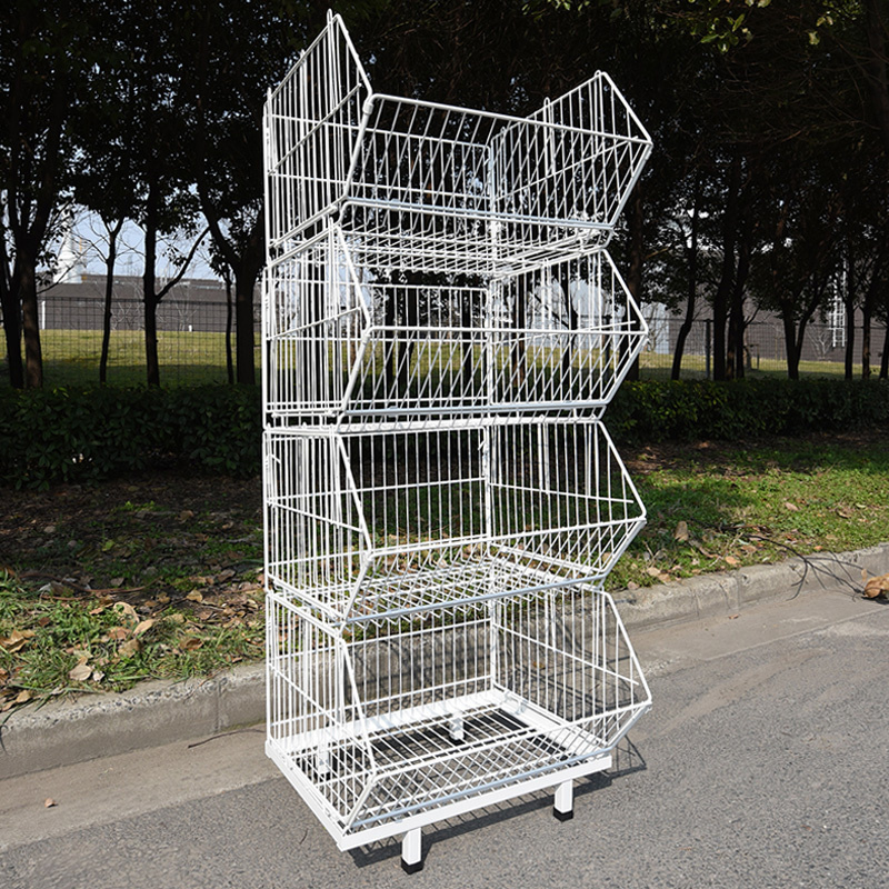 Single Side Wire Mesh Hanging Basket Supermarket Display Gondola Shelf/basket storage wire shelving white supermarket shelves