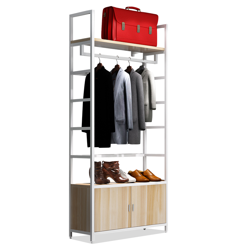 Wholesale Wood Boutique Hanging Clothing Display Racks with Shelves for Cloth Shops