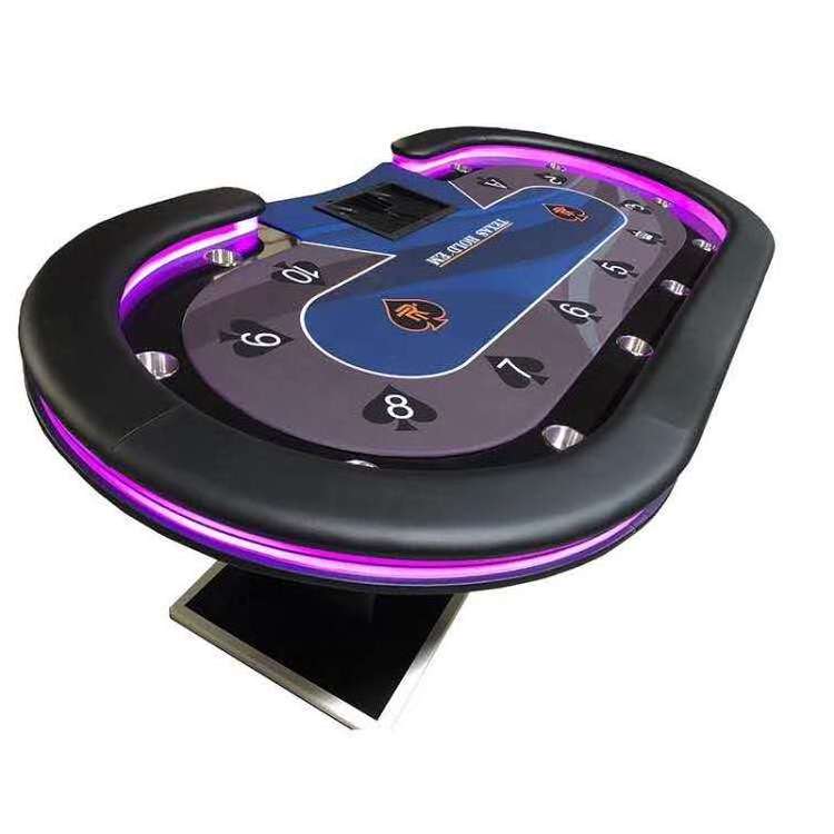 Wholesale Classic designed 84 96 inch 10 seat Poker Casino LED light Gambling Table Texas Poker Table