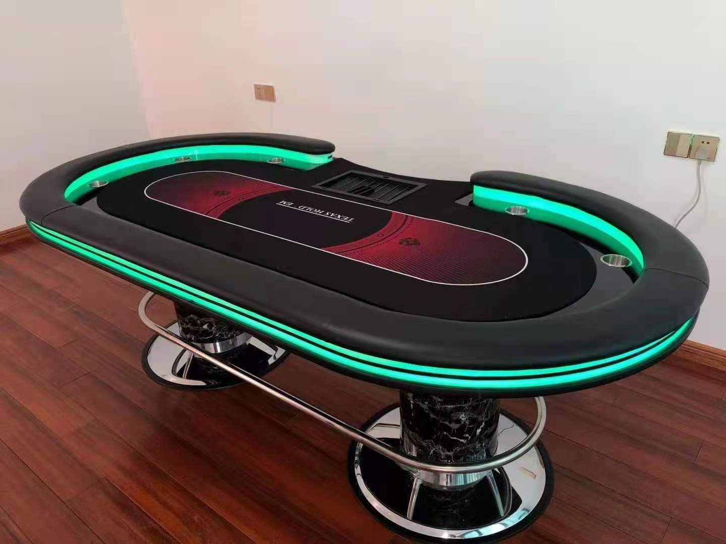 Wholesale Classic designed 84 96 inch 10 seat Poker Casino LED light Gambling Table Texas Poker Table