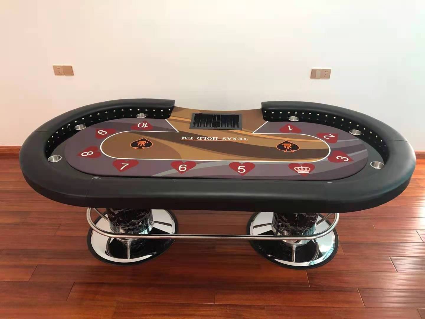 10 people Casino table Texas Poker Table Gambling Table with Led lights