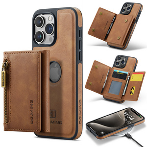 For iPhone 15 Case, Luxury DGMING 2 in 1 Detachable Retro PU Leather Wallet Bag Magnetic Phone Cover for iPhone 13 14 15 Pro Max