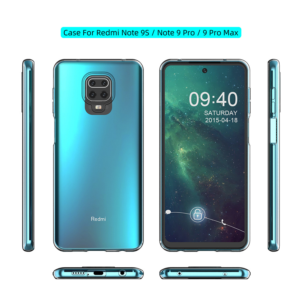 For Xiaomi Redmi Note 9S Clear Case Slim Thin Soft Skin Phone Cases Flexible TPU Gel Rubber Cover For Redmi Note 9 Pro Max