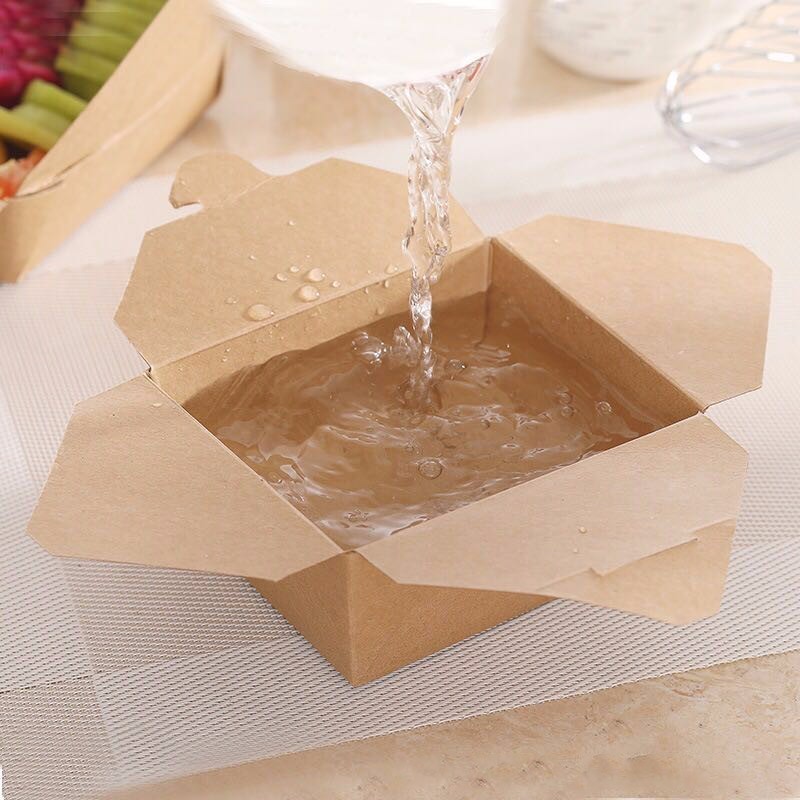 Wholesale Disposable Take Out Food Container Kraft Paper Packaging Boxes Fast Food Lunch Box with Foldable Lid