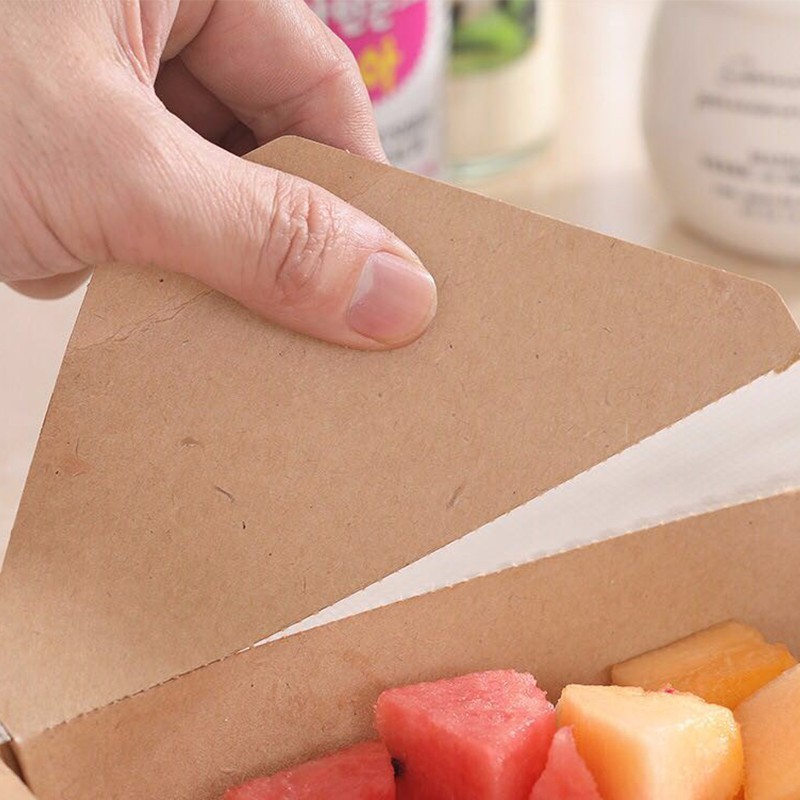 Wholesale Disposable Take Out Food Container Kraft Paper Packaging Boxes Fast Food Lunch Box with Foldable Lid