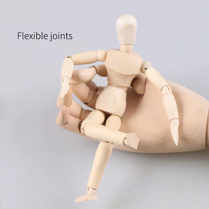 Keep Smiling 12 Inch Movable Adjustable Wooden Mannequin Human Body Manikin Jointed Doll For Artists Drawing