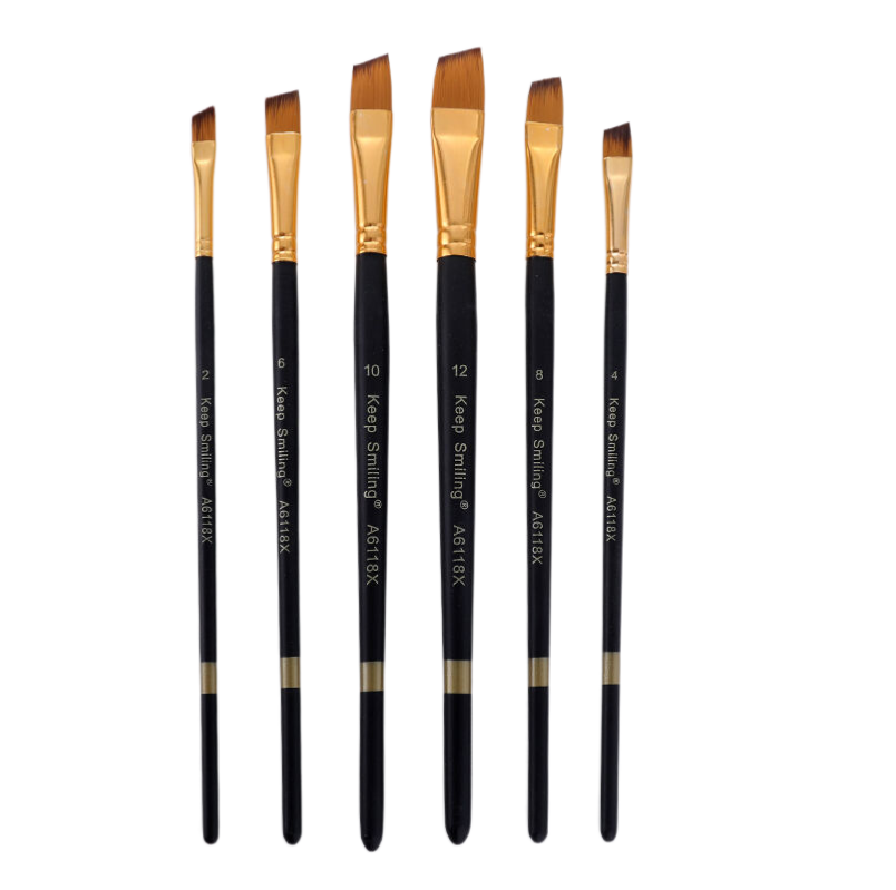 Keep Smiling 6 Black Matte Pen Holder Beginner Fine Art Painting Oil Painting Brush Set Wholesale