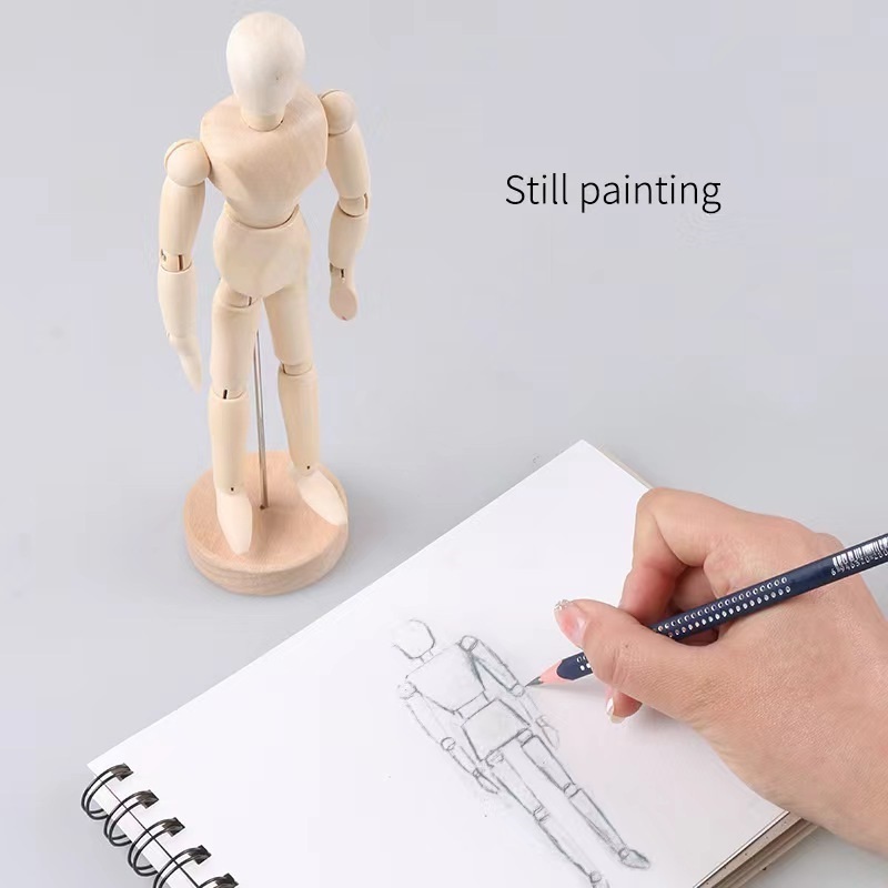 Keep Smiling 8inch Professional Artist Mannequin Model Moveable Wooden Manikin With Stand