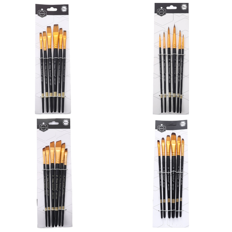 Keep Smiling 6 Black Matte Pen Holder Beginner Fine Art Painting Oil Painting Brush Set Wholesale