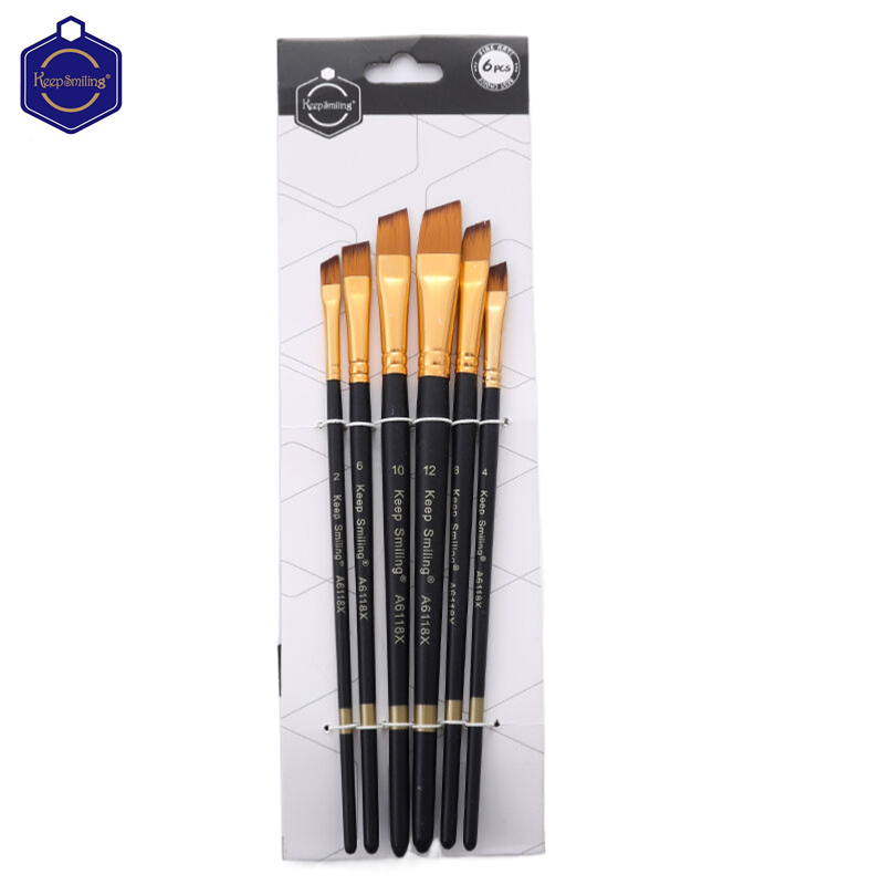 Keep Smiling 6 Black Matte Pen Holder Beginner Fine Art Painting Oil Painting Brush Set Wholesale