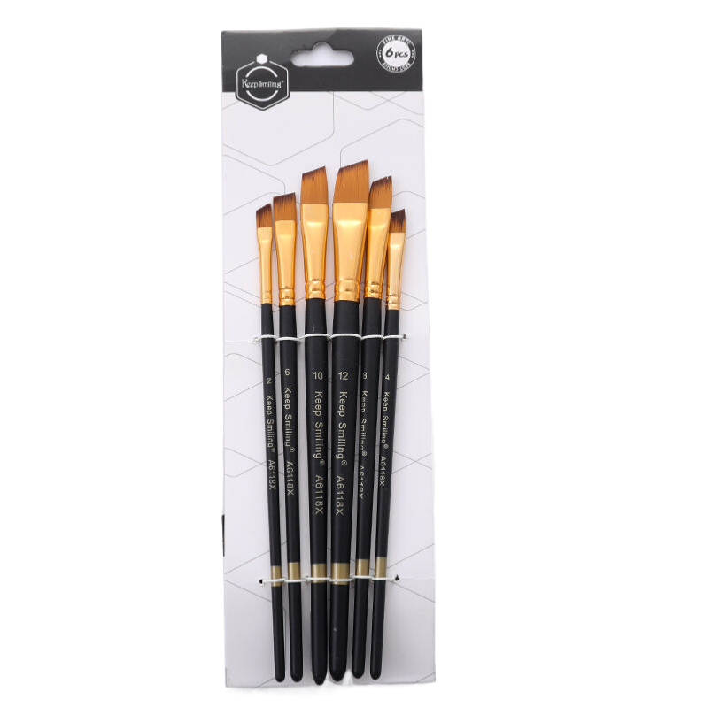 Keep Smiling 6 Black Matte Pen Holder Beginner Fine Art Painting Oil Painting Brush Set Wholesale