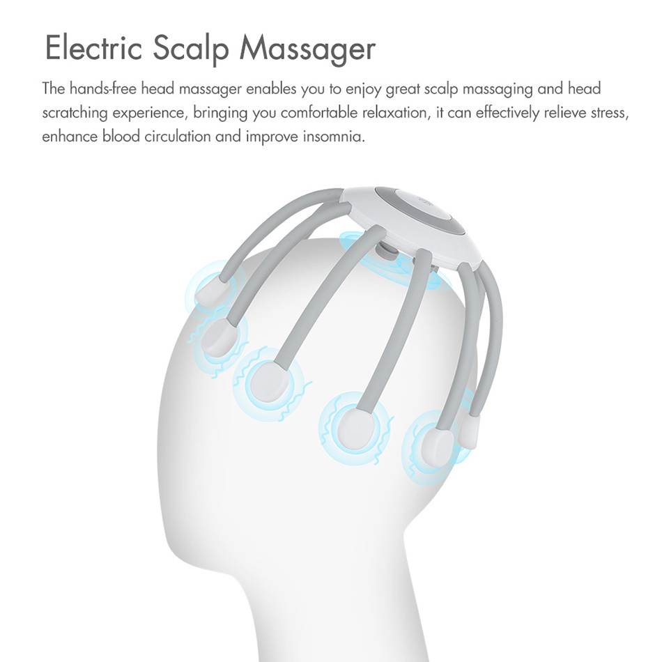 New Upgrade Head Massager Octopus Vibration Music Scalp Massage Relax Head Finger