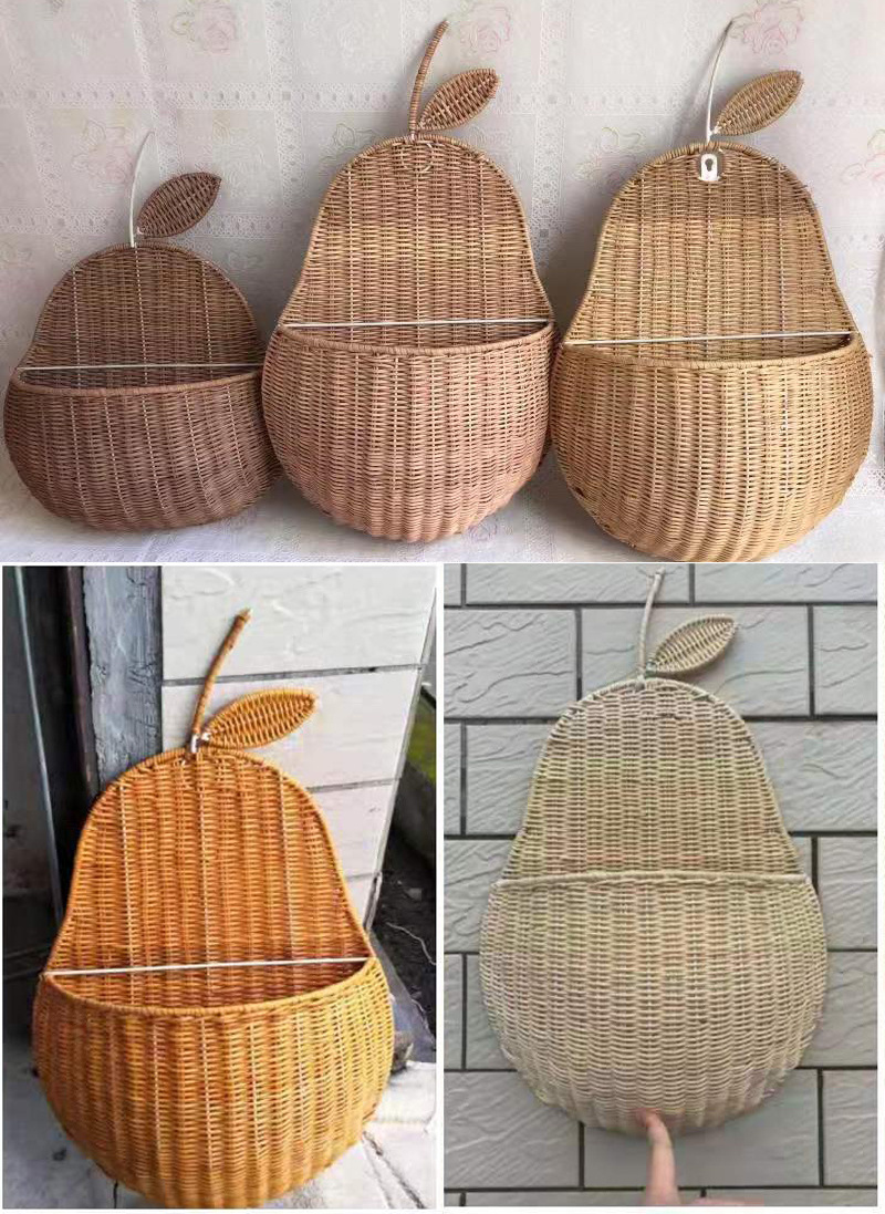 Wall hang Natural Rattan Home Decor Basket wall mounted hanging Flower Basket