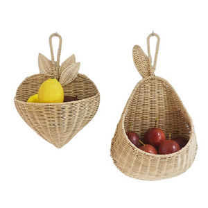 Wall hang Natural Rattan Home Decor Basket wall mounted hanging Flower Basket