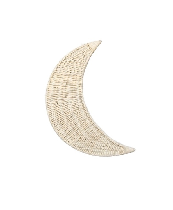 HT Wicker Rattan Moon Ornament Wall Hanging Bohemian Moon Wall Decoration Baby Nursery Crescent Moon Decor Rattan Wall Decor