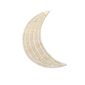 HT Wicker Rattan Moon Ornament Wall Hanging Bohemian Moon Wall Decoration Baby Nursery Crescent Moon Decor Rattan Wall Decor