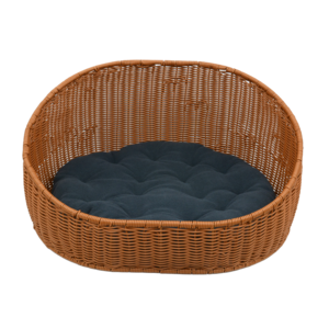 Rattan Pet House Woven Pet Sleeping Basket Beds With Plump Pillow Wicker Cat & Dog Bed