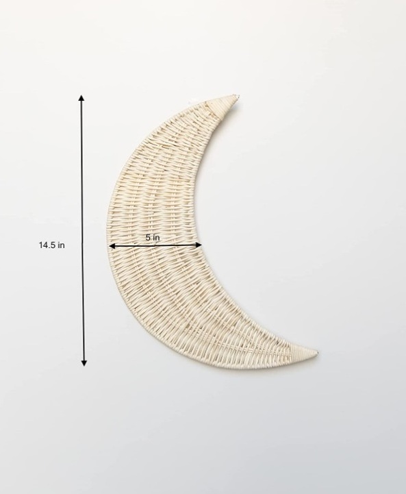 HT Wicker Rattan Moon Ornament Wall Hanging Bohemian Moon Wall Decoration Baby Nursery Crescent Moon Decor Rattan Wall Decor