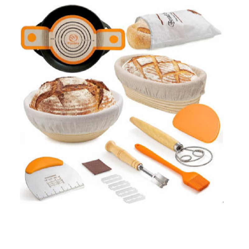 Huangtu Bread proofing basket set  Sourdough baking tool bakery dry food container silicon Bread Lame Dough Scraper cover