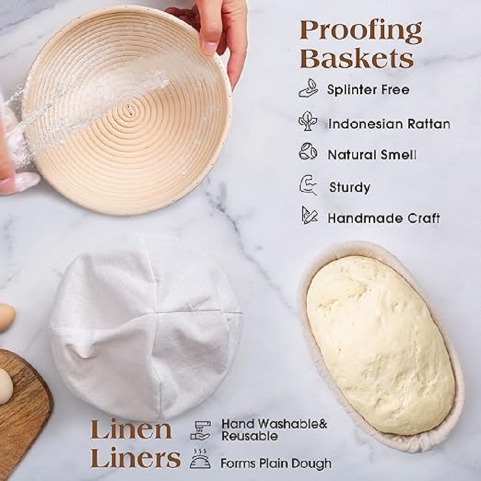 Huangtu Bread proofing basket set  Sourdough baking tool bakery dry food container silicon Bread Lame Dough Scraper cover