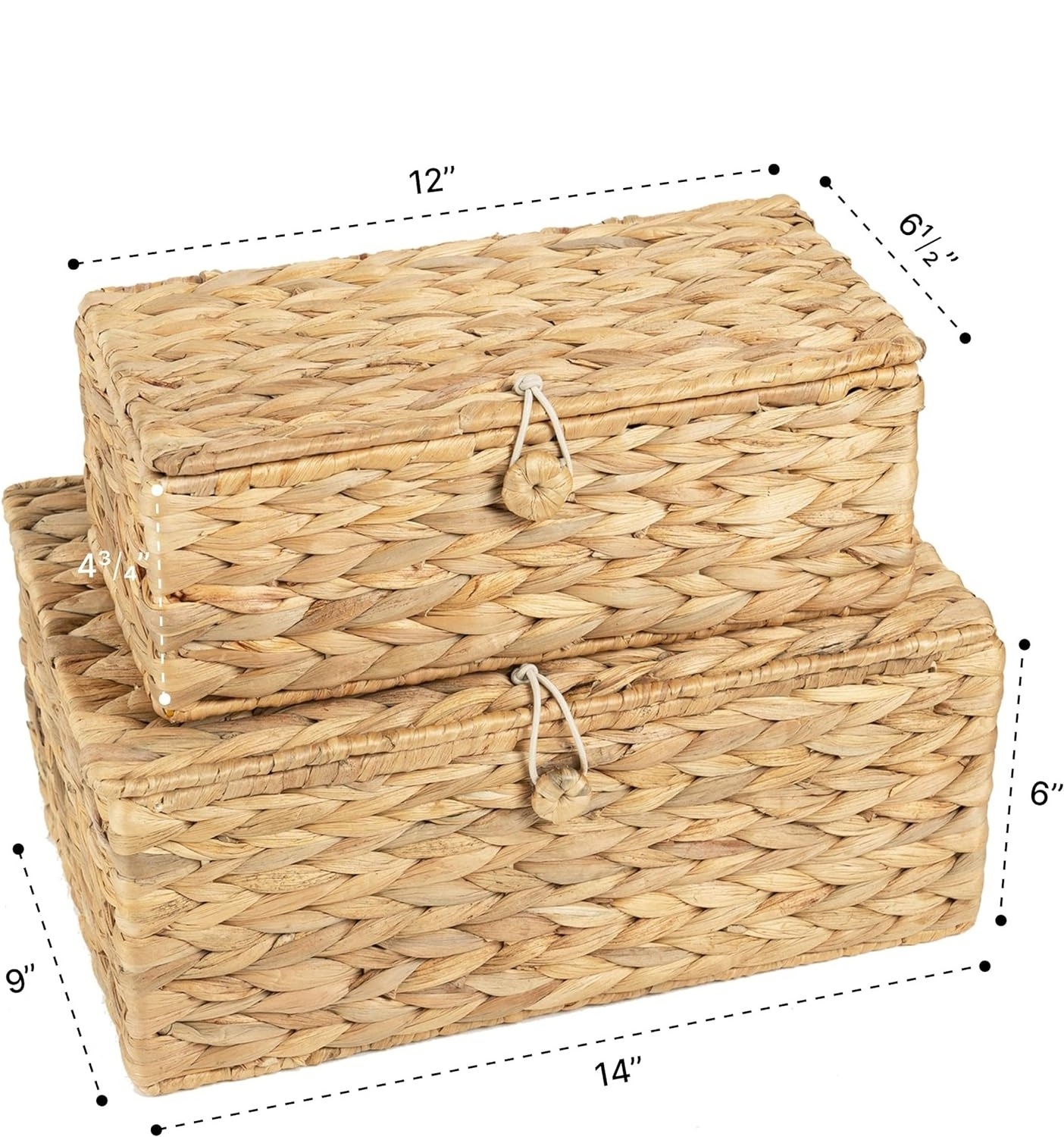 2024 trending Water Hyacinth Storage Baskets weaving Wicker Baskets with lid storage boxes and bins for Home and kitchen