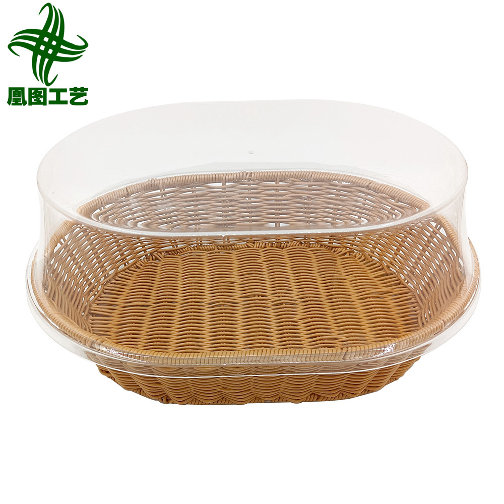 HuangTu Manufacturers Ethiopian Wholesale Plastic Rattan Mesob Basket Woven Serving Basket With Cover