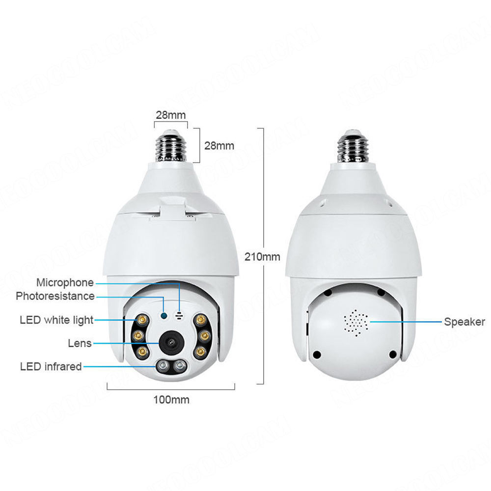 Hot Sale 1080P Outdoor Waterproof WiFi Light Bulb Security Camera Outdoor 360 Degree Lamp Holder Wireless PTZ Camera