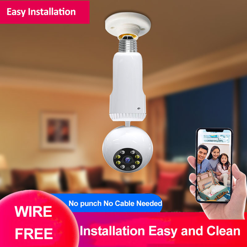 Bulb camera 360-degree HD night vision wireless wifi mobile phone remote control 1080p CCTV hidden camer