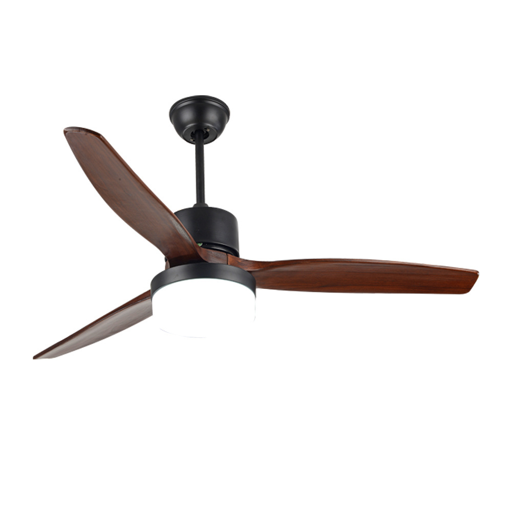 Modern Simple Luxury Smart Ac Dc Quiet Electric Motor 3 Solid wood Blade Led Economy Cheap Ceiling Fan With Light