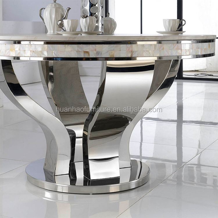 2017 European style marble round dining table with rotating centre