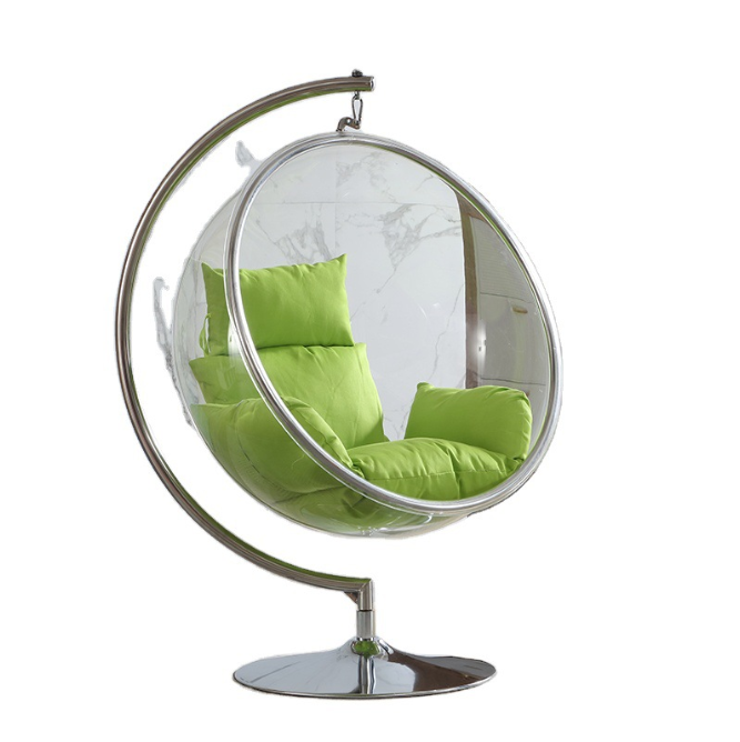 Hot sell hanging swing egg chair round clear revolving bubble acrylic chair living room