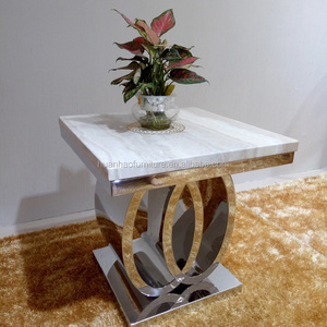 Wholesale modern stainless frame square marble top end side table for living room