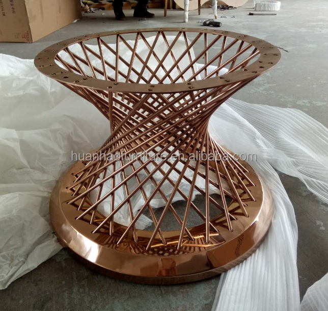 Elegant stainless steel bird nest marble top coffee table / center table design