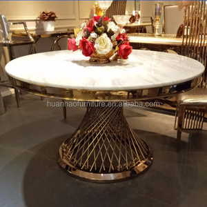 New product marble top dining table rose gold stainless steel base DH-826