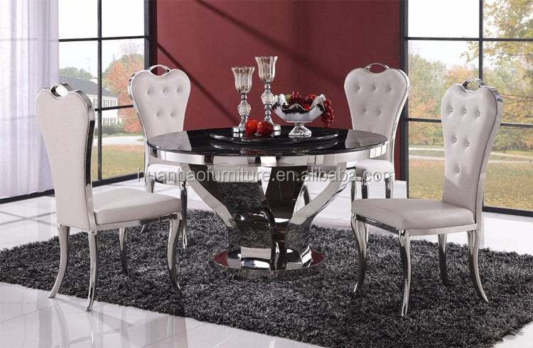 2017 European style marble round dining table with rotating centre