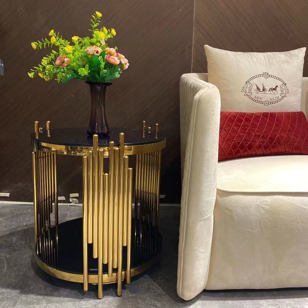 Modern luxury home living room furniture gold stainless steel frame ...