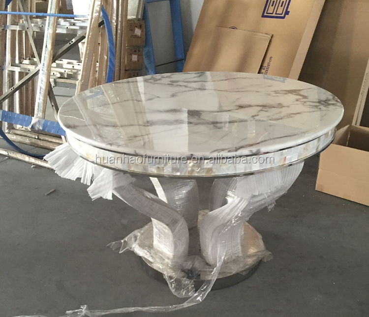 2017 European style marble round dining table with rotating centre