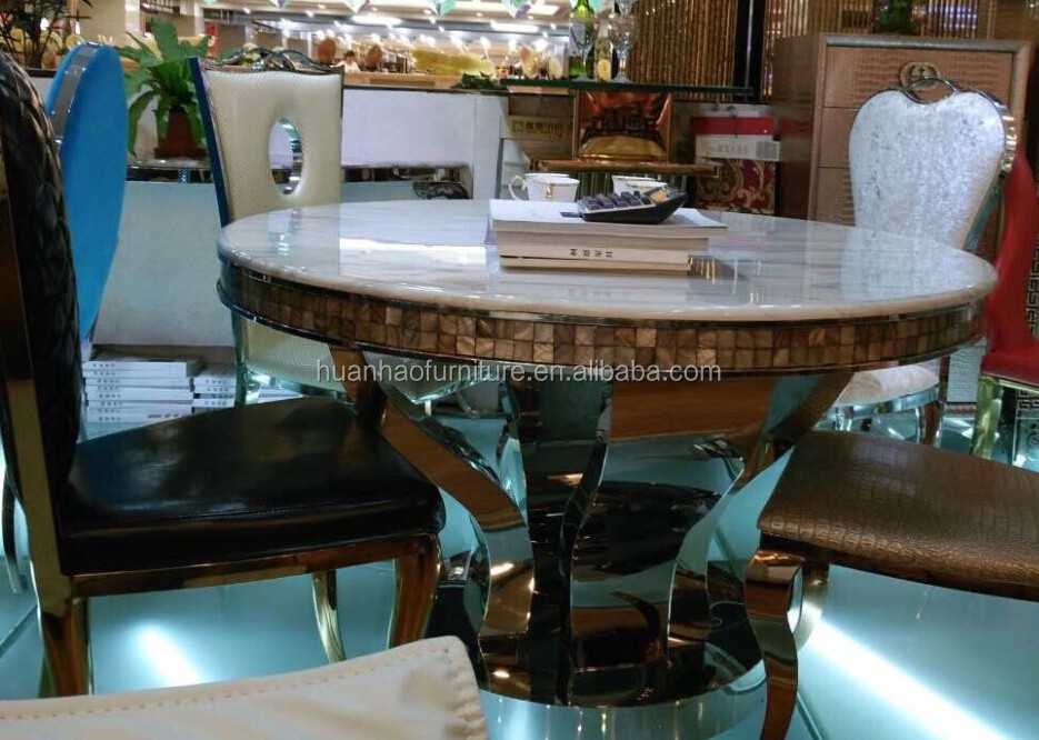 2017 European style marble round dining table with rotating centre