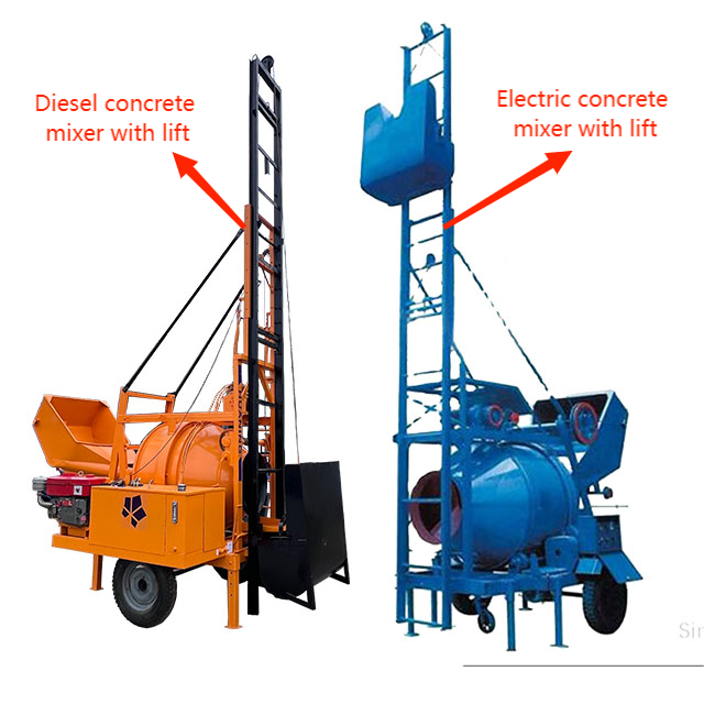 Popular JZC300 electric types of concrete mixer machine small with lift lift