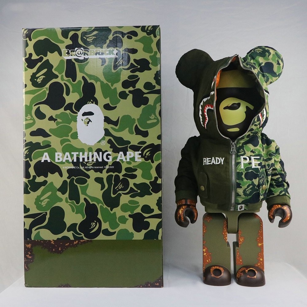 Ready To Ship 1000% 70cm Camouflage Shark Bearbrick King Kow Companion Fashion Action Figures Of Living Room Decoration