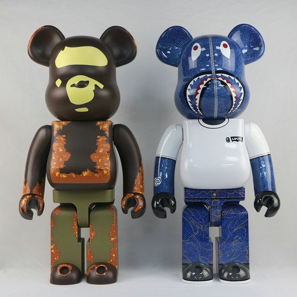 Ready To Ship 1000% 70cm Camouflage Shark Bearbrick King Kow Companion Fashion Action Figures Of Living Room Decoration