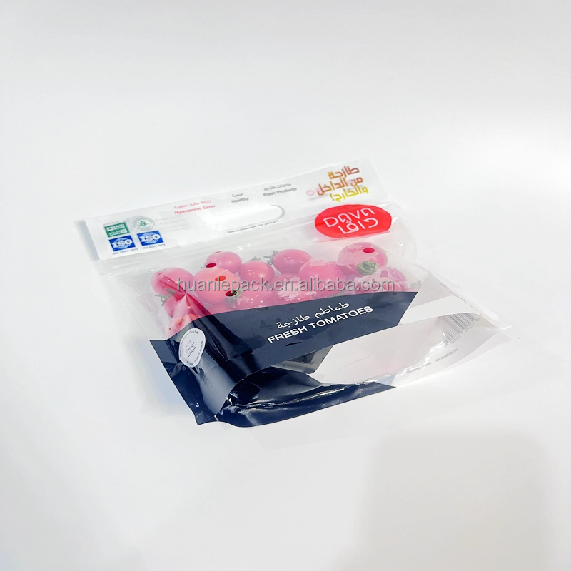 Custom Logo Anti-Fog Plastic OPP Pouch Fresh Vegetables Fruits Lettuce Packing Bags With Vented Holes