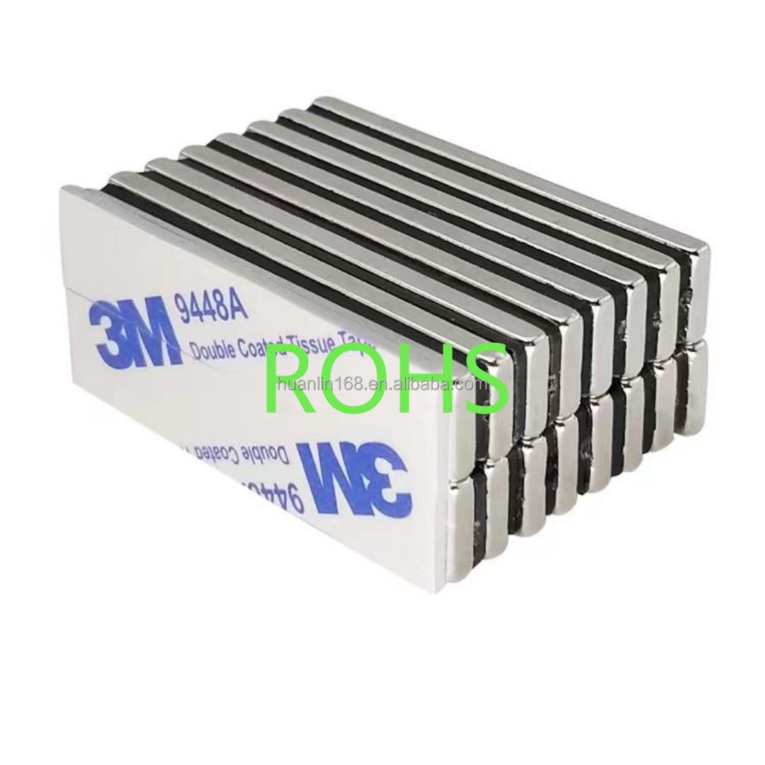 Custom N52 Neodymium Magnet Block Super Strong Sheet Magnetic Strip with Nickel Coating Ndfeb Motor Magnetic Materials Iman