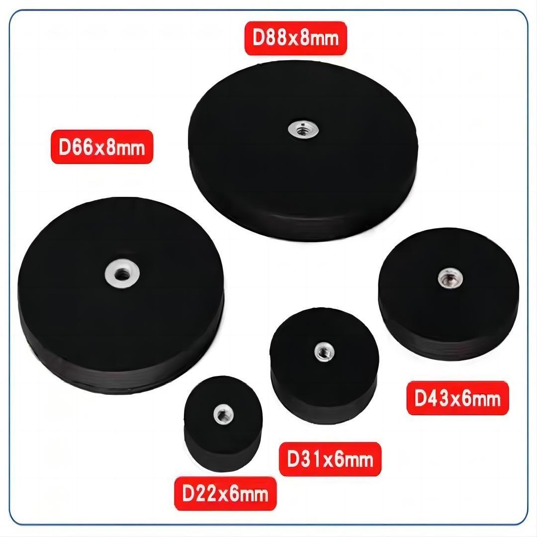 N52 Neodymium Magnet Strong Magnetic Suction Cup Plastic Rubber Coating Nd-Fe-B Internal External Thread Fixed Base Pot Magnet