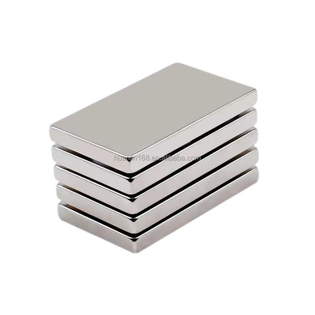 Custom N52 Neodymium Magnet Block Super Strong Sheet Magnetic Strip with Nickel Coating Ndfeb Motor Magnetic Materials Iman